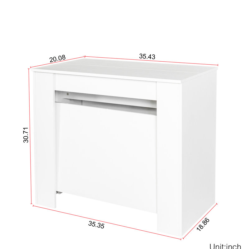 Bureau multifonction Brigg, console extensible 118,50 po, blanc, console de construction, matériau, extensible, pièce d'extérieur à l'abri de la pluie