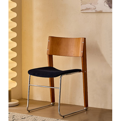 Chaise de salle à manger rétro en bois massif de style Wabi Sabi