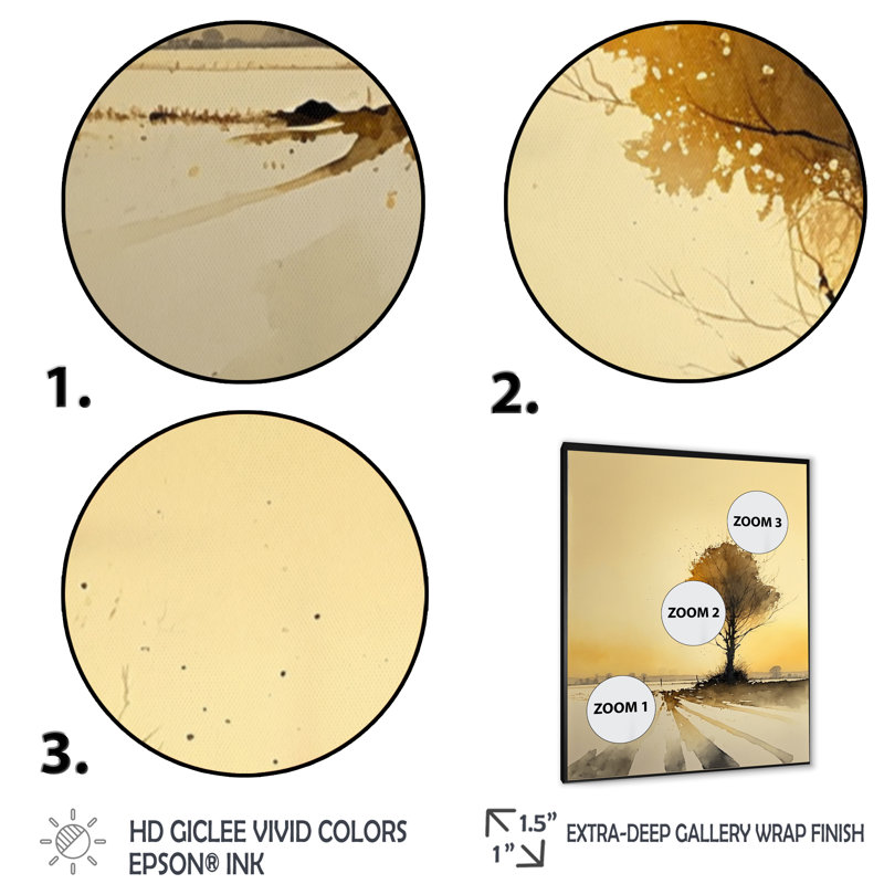 «Golden Hour Tree In The Countryside V», reproduction sur toile, Toile avec cadre photo noir, H 20 po x l 12 po x P 1 po