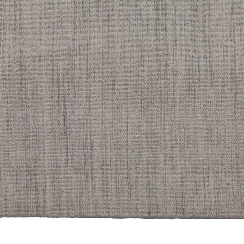 Gray Modern Flatweave Dhurrie Silk Rug - 13'6" x 19'8"