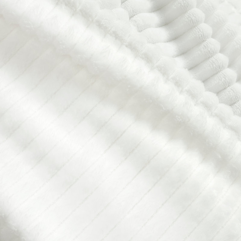 White Ribbed Faux Fur Throw Blanket 50" x 60"