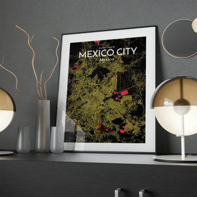 Mexico City Map In Contrast - No Frame Print
