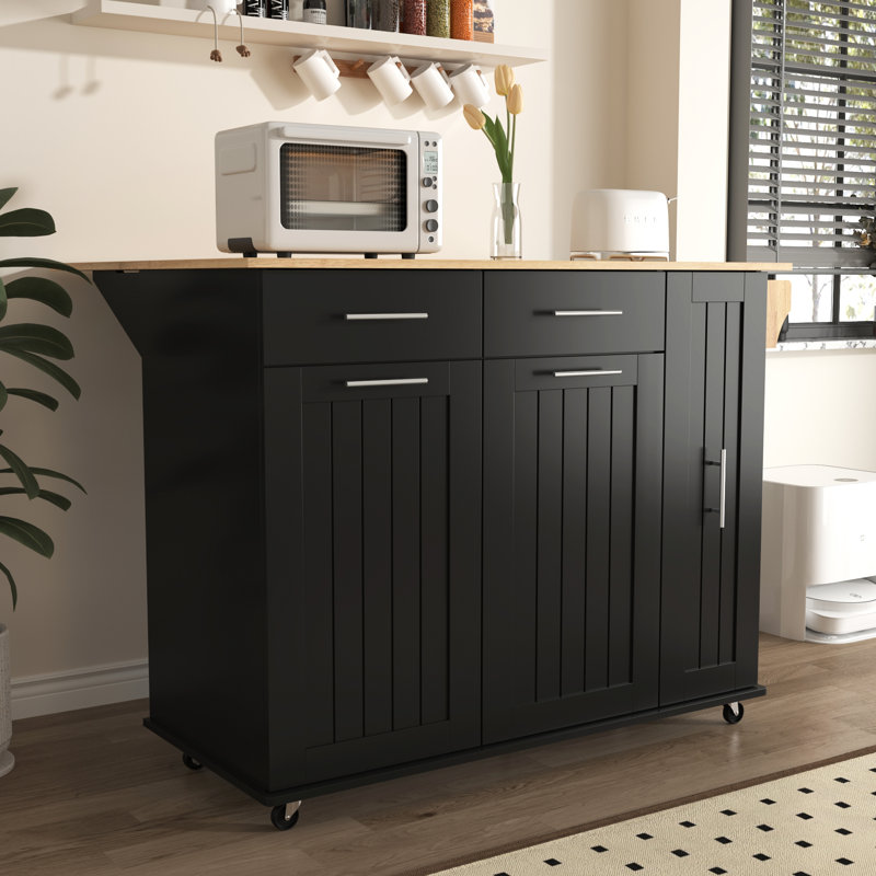 Kitchen Island with Drop Leaf, Kitchen Storage Cart with 3 Tier Pull Out Cabinet Organizer, Internal Storage Rack, Rolling Kitchen Cart on Wheels with Towel Rack, 2 Drawers for Kitchen