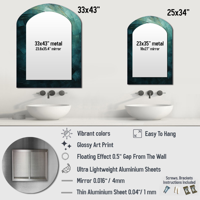 Miroir mural bleu sarcelle, 34 po x 25 po