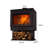 Home heating fireplace with wood cabinet