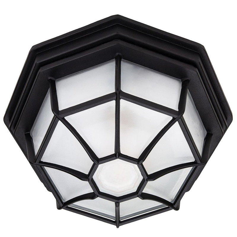 Gabriella Traditional Hexagonal Die-Cast Aluminium Flush Ceiling Porch Light Fitting, Black