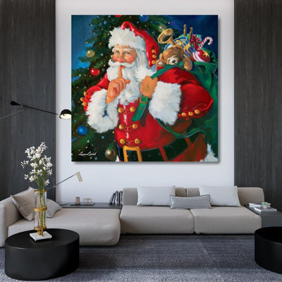 The Holiday Aisle® Comish, Susan Gallery Wrapped Canvas Art Titled: Shhh Santa SC-M170801
