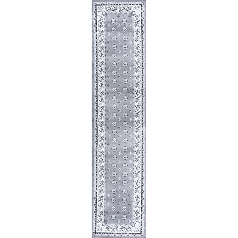 Devyn French Border Gray/Cream Rug, Runner 2' x 8'