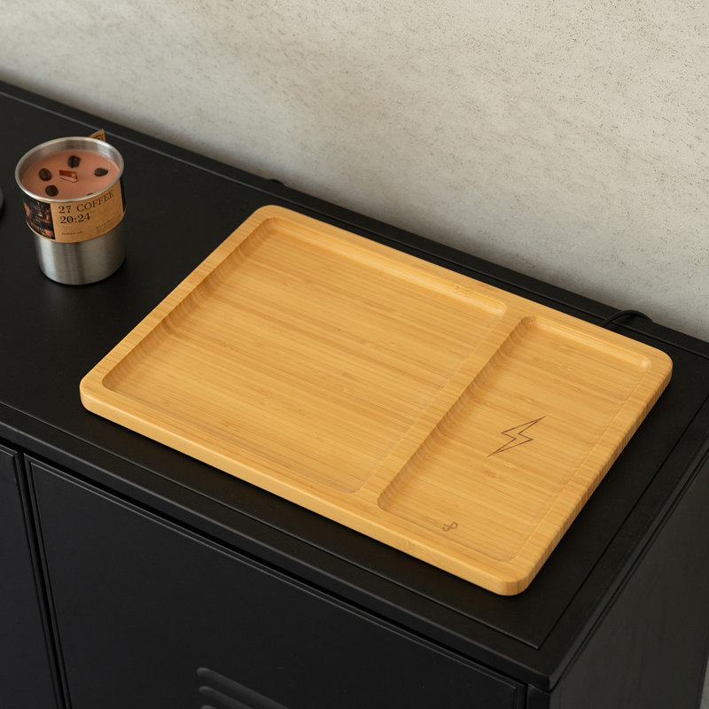 Bamboo Valet Tray With Wireless Charging, Valentine's Day Gifts, Gift For Dads, Birthday Gifts For Him, Wireless Charging Station, Nightstand Organizer