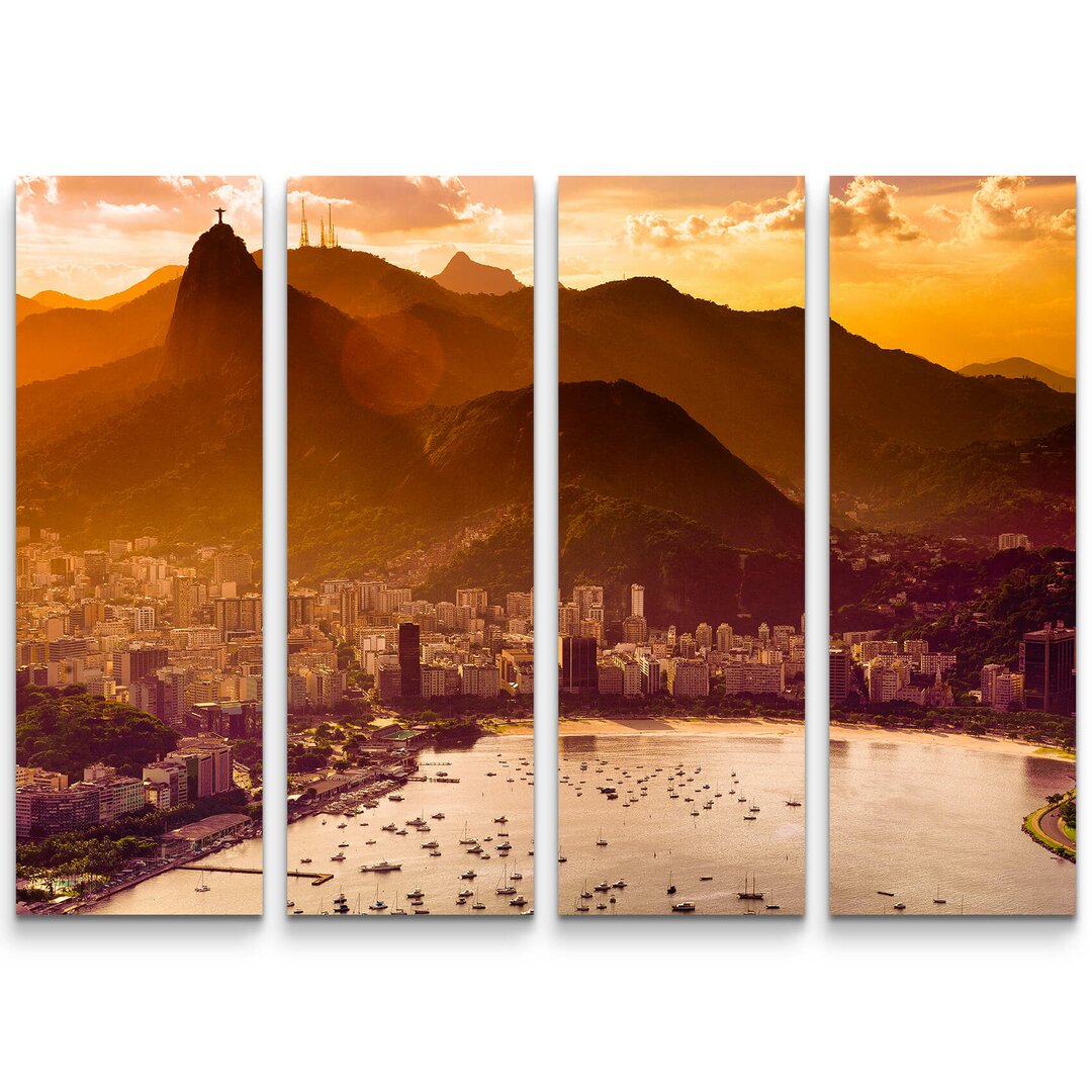 4-tlg. Leinwandbilder-Set Luftaufnahme der Guanabara Bay - Rio de Janeiro