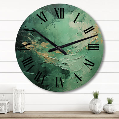 Horloge murale Emerald Euphoria I - Paysage abstrait surdimensionné