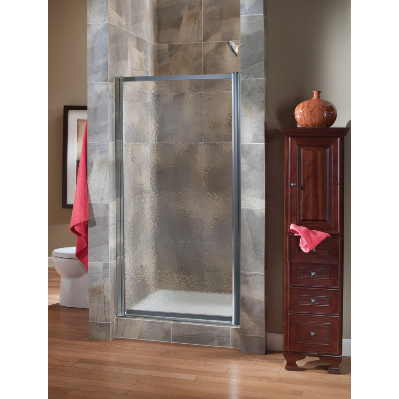 Chase 31" x 63.75" Pivot Framed Shower Door, Silver, Obscure Glass