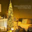 Sapin de Noël artificiel mince de 7 pi de hauteur avec 210 lumières DEL blanc chaud et 499 pointes, pour la décoration de Noël-118034241