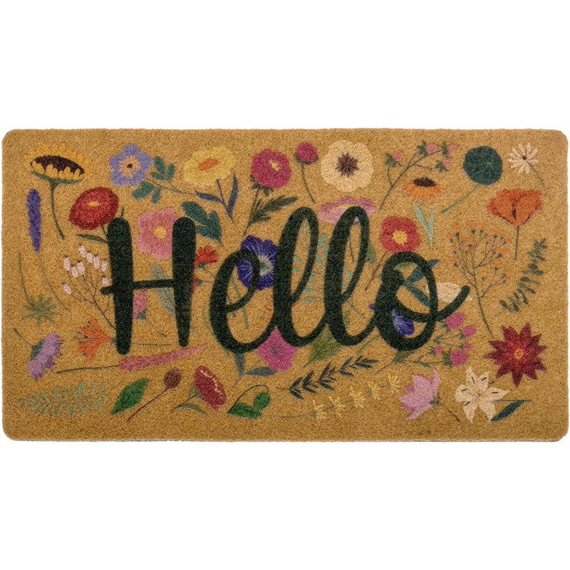 Spring Welcome Door Mat With Non-Slip Backing - Flower Seasonal ...