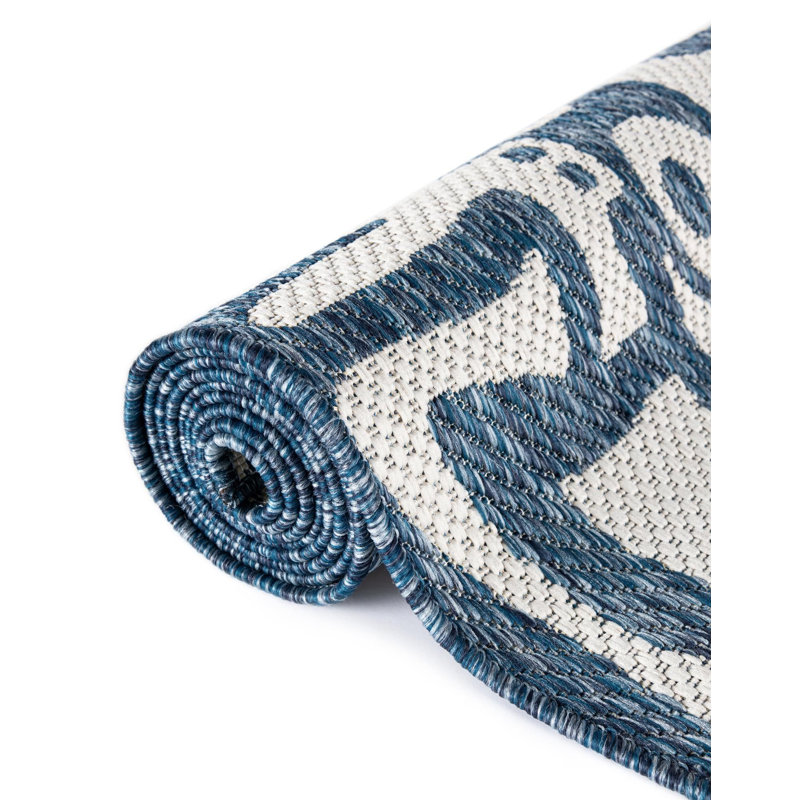 Contemporary Nykeia Area Rug Blue Color, Square 7'10"