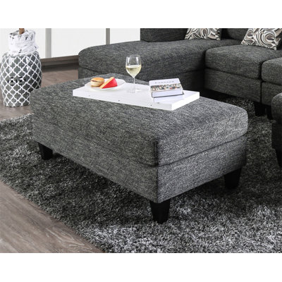 Repose-pieds de salon en tissu de chenille de style transitionnel gris et gris
