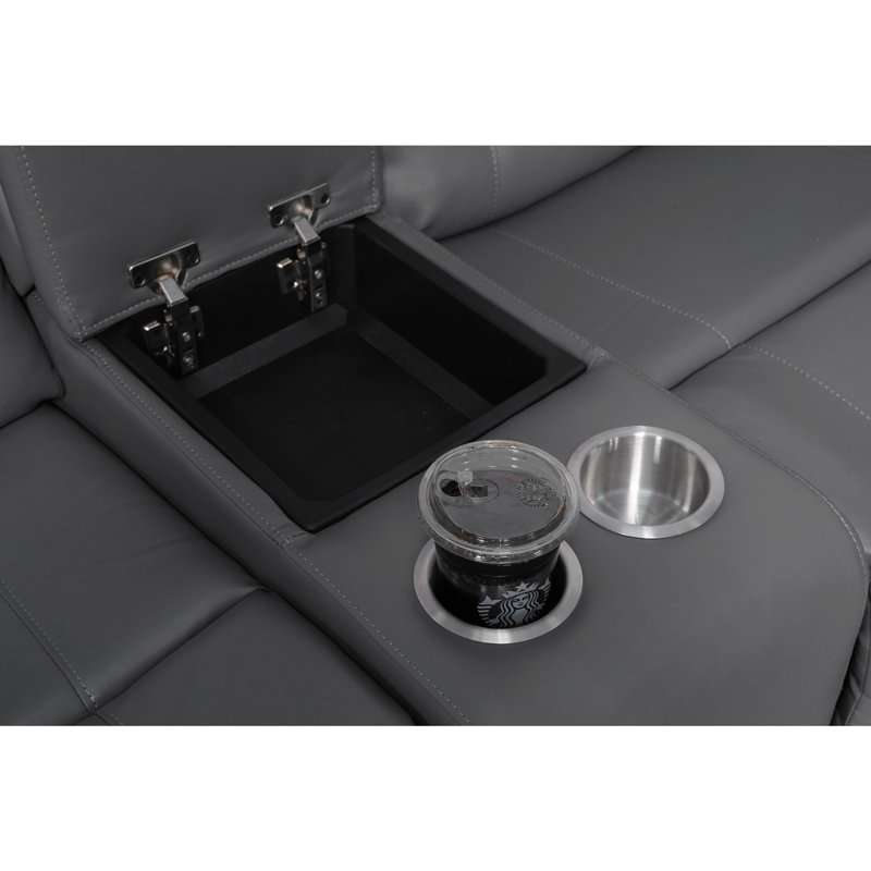 Ensemble de salon modulaire Kimblyn 6 places avec fauteuil inclinable électrique, console de rangement et porte-gobelet.