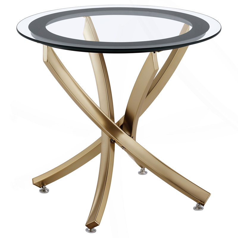 Brass Round Glass Top End Table