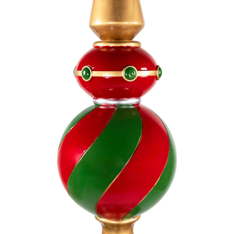 Ball Finial With Bell Base Commercial Size Christmas Decoration - 65" - Red And Green
