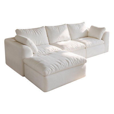 Canapé d'angle modulaire 4 places en forme de L de 245 cm avec méridienne simple, canapé d'angle surdimensionné à assise profonde