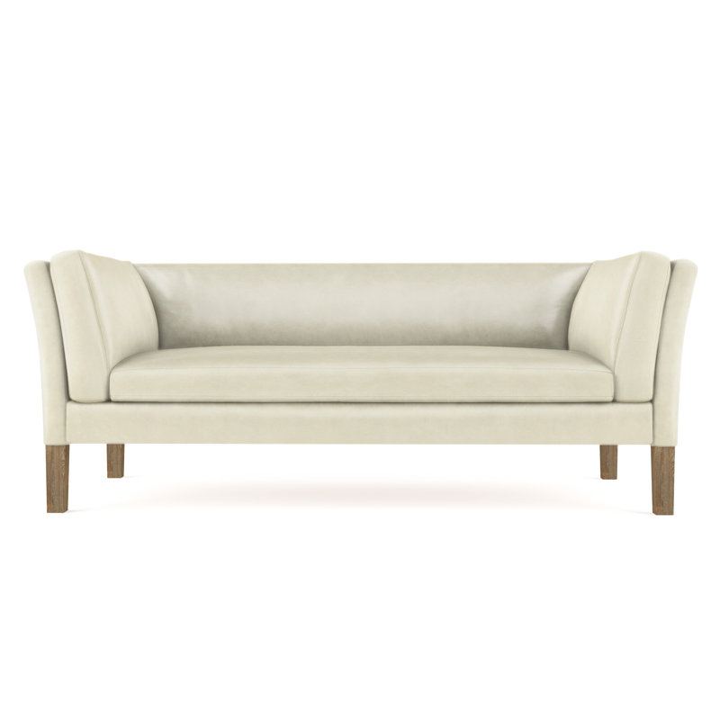 Charlton Flared Shelter-Arm Sofa, Plush Velvet Oyster, Dark Brown, 31" H x 108" W x 33" D