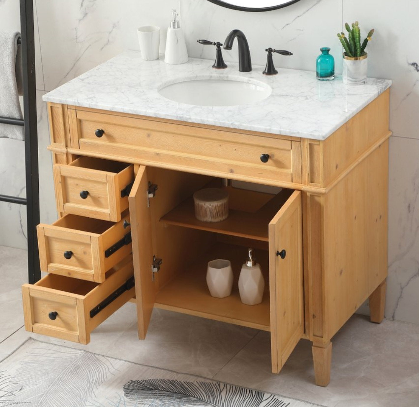 Rivers 40'' Single Bathroom Vanity, Natural Wood