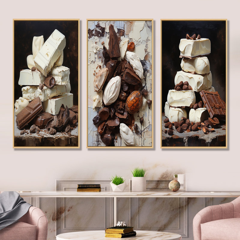 Chocolat blanc laiteux, Cadre flottant brun, H 32 po x l 48 po