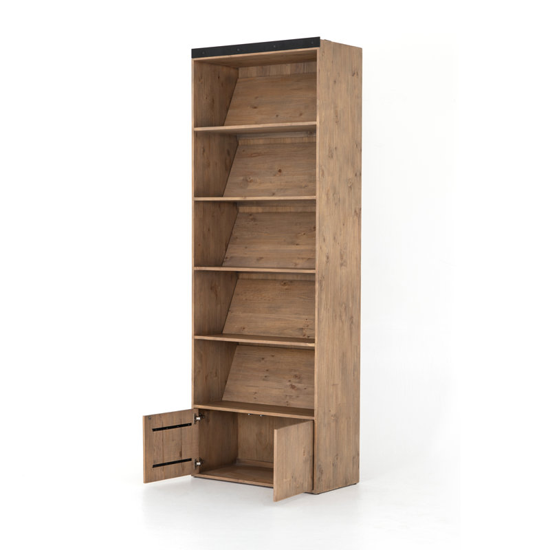 Bane Solid Wood Bookcase, Smoke Pine