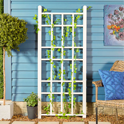 Dura-Trel Cottage 28x66 Inch PVC Vinyl Outdoor Patio Trellis with Anchors