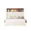 Structure de lit double capitonnée en velours pleine grandeur avec port USB et veilleuse, tête de lit haute 52 po avec décoration de rivet, lit plateforme à oreilles avec tablette de tête de lit-1956009417-1956009415
