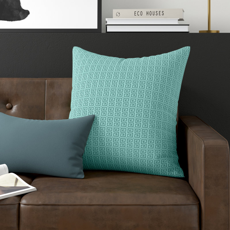 Geometric Reversible Throw Pillow, 16" H x 16" W, Bahama/White
