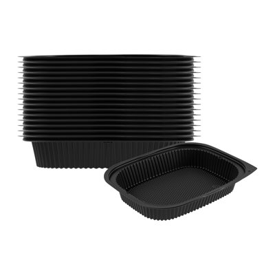 Restaurantware-Chef 101 88 Ounce Food Containers, 100 Microwavable To Go Box - Durable, Stackable, Black, Plastic Rectangular Containers, Pack Hot And Cold Food, For Takeaway, Disposable