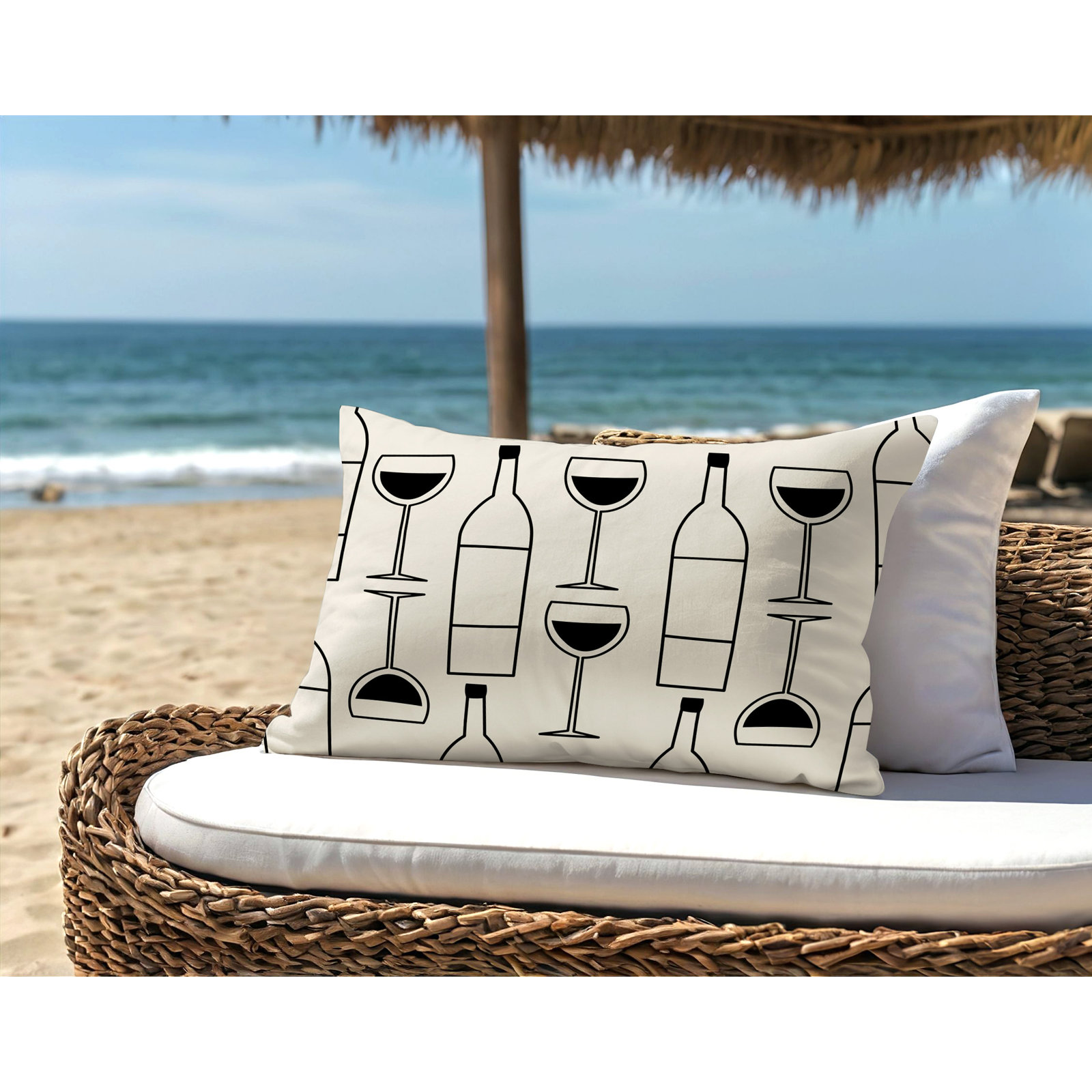 Hyatt Indoor/Outdoor Throw Pillow, 14"H x 20"W, Black