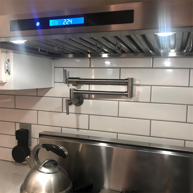 Pot Filler Faucet Wall Mount Kitchen Folding Faucet with Double Joint Swing Arms, Brushed Nickel