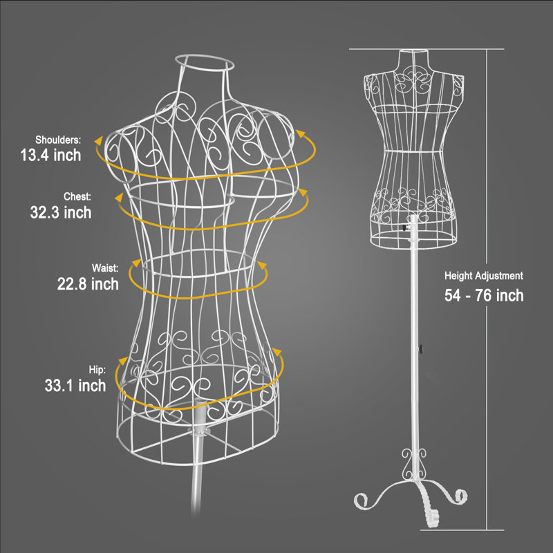 Sharewin Wire Dress Form Vintage Style, Black