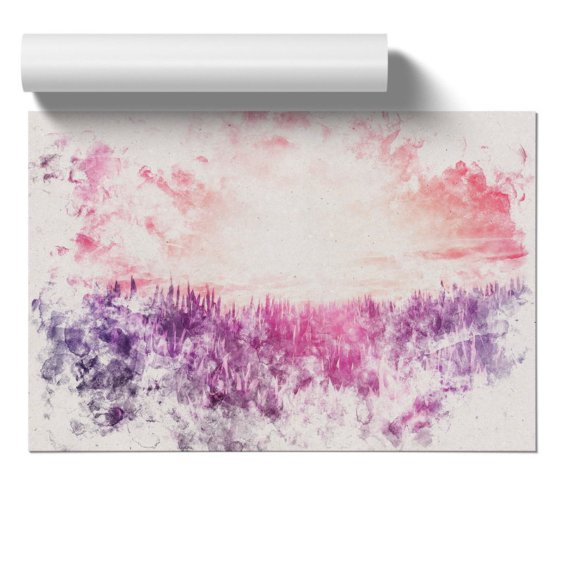 Purple Meadow Watercolour - Frameless Print, 42cm H x 59cm W x 0.1cm D