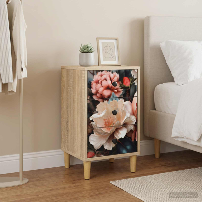 36cm W Engineered Wood Bedside Table