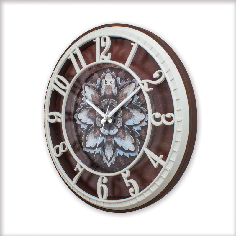 Elegant Decorative Wall Clock, Brown, 15.8 x 15.8 inches | Silent Sweep Movement, Durable 90% Plastic & 10% Glass | Perfect for Living Room, Office, or Bedroom Decor | Timeless Design for Any Space