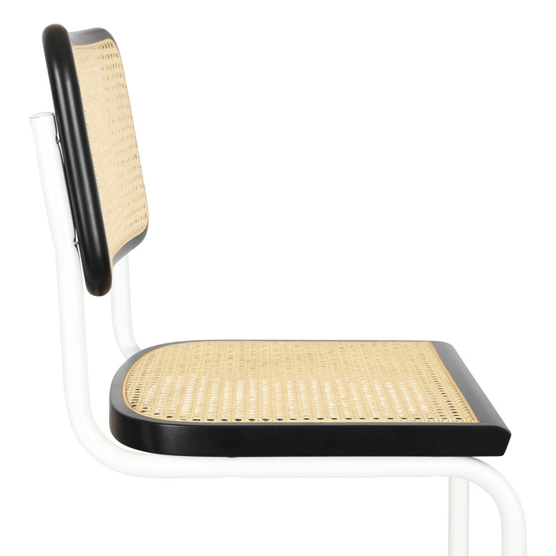 Marcel Breuer Cesca Cane Cantilever Dining Side Chair, Black/Natural/White