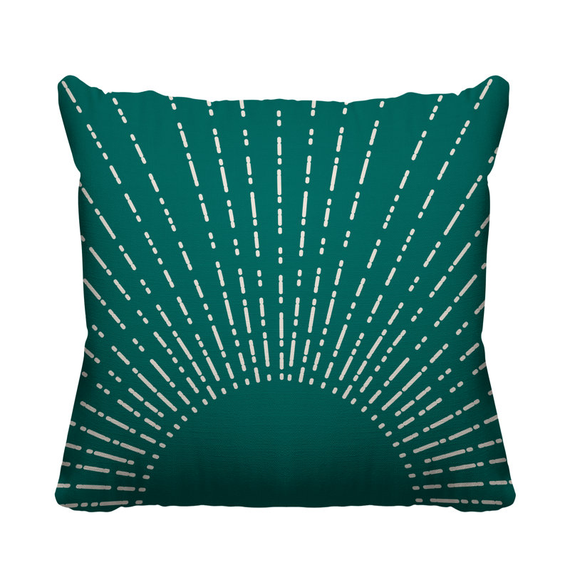 Coussin intérieur / extérieur Sunny Boho Starbusrt, L 17 po x H 17 po, Émeraude