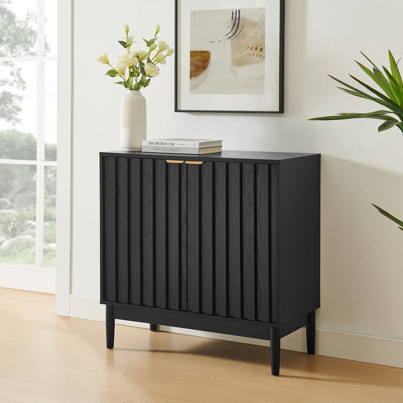 Yaco Rectangle Accent Cabinet, Black, Gold