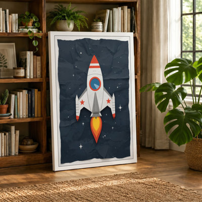 Rocket to the Stars Retro - Wrapped Canvas