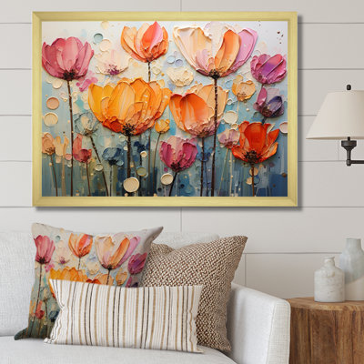 Collage de tulipes jaunes et rouges sur toile