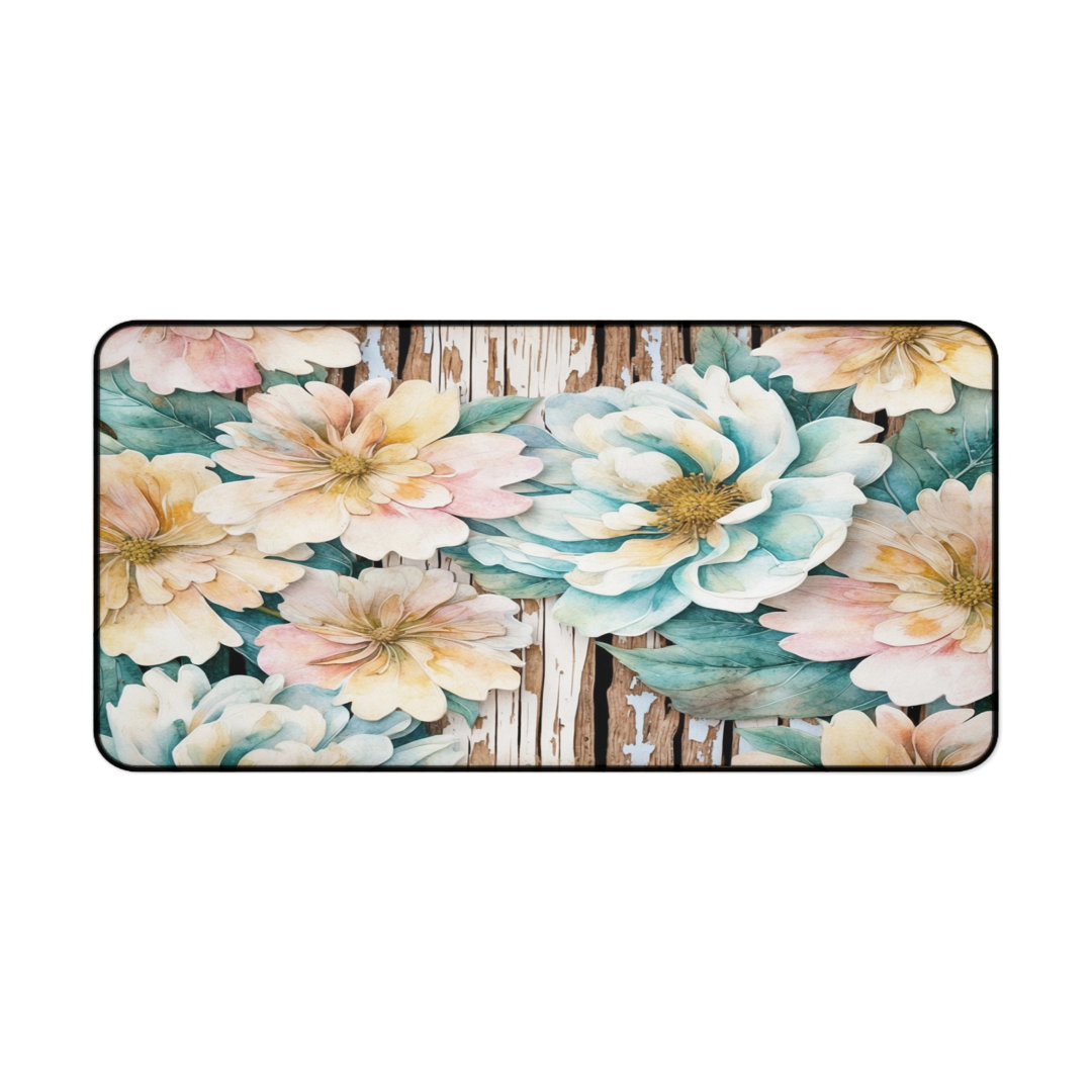 Watercolor Floral Rustic Desk Mat