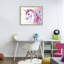 Licorne à crinière rose avec cadre flottant étoiles, design Creative Studio-469928493-469928489