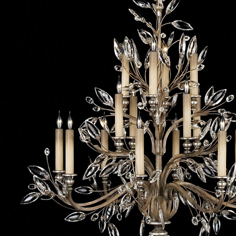Lustre rond 45 po Crystal Laurel, Taupe antique