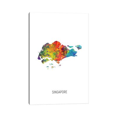 Singapore Map by Michael Tompsett - Wrapped Canvas Graphic Art