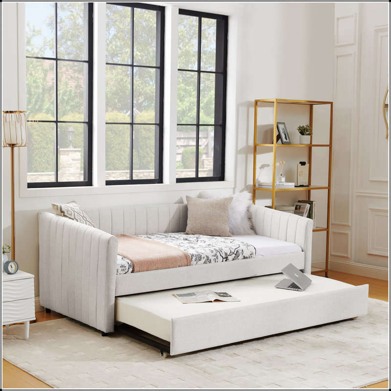 Beige Twin Bed With High-Quality Foam And Ample Storage, For Modern Comfort And Organization., Beige
