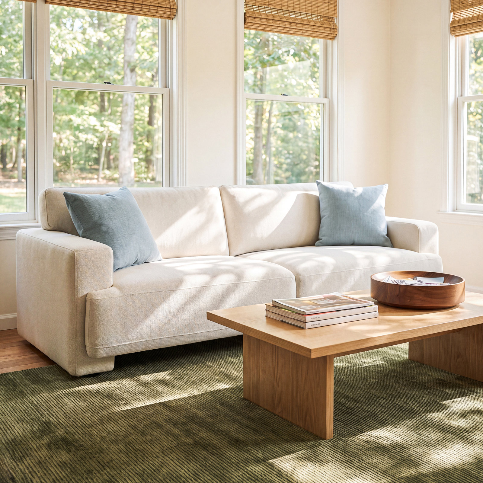 Ives 90" Upholstered Sofa, Cream Performance