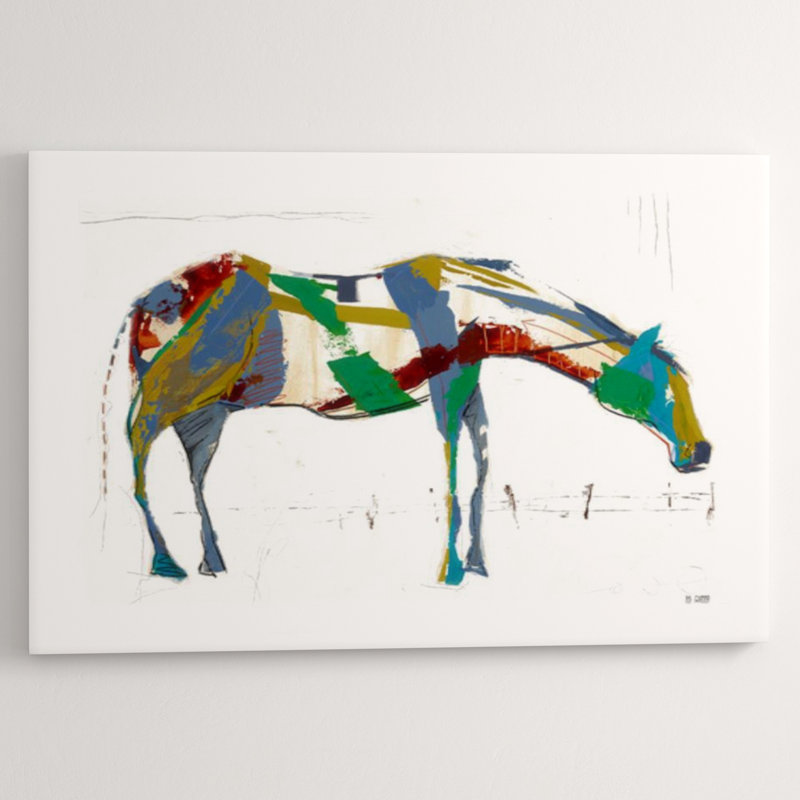 Painted Horse Alone Print by Milton Coppo, Glass Coat, 30" H x 45" W